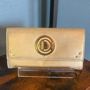 Christian Dior Metallic Gold Clutch Wallet